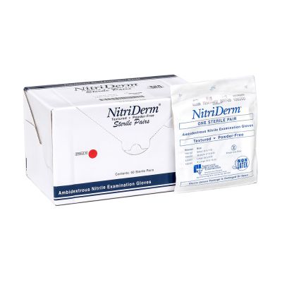 Innovative NitriDerm Nitrile Sterile Exam Gloves, Small, 50 pair per box.