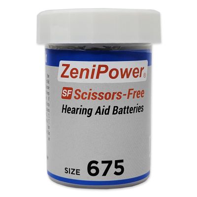ZeniPower MF Batteries in Scissor-Free Jar, size 675 (10 cards of 6 batteries)