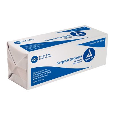 Dynarex Gauze Pad, 2" x 2", Pack of 200