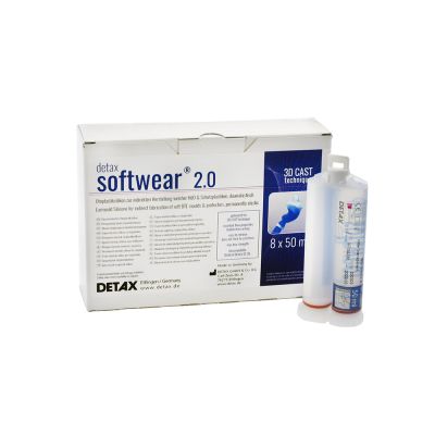 Detax 04230 Softwear 2.0 Earmold Material, 40 Shore, Clear, 8 Cartridges