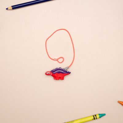 Monaural BTE Dino Clip, 7.5", Steg, Pink Cord