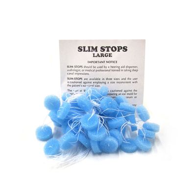 Foam Ear Stops, Slim, Large Blue, Pack of 50    2.1g