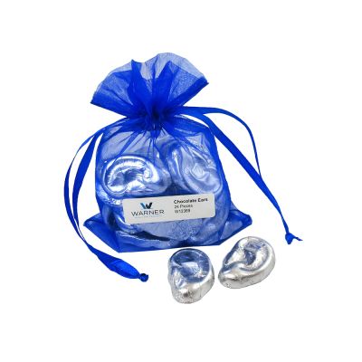 Chocolate ears in a bag of 24 individually foil wrapped ears.