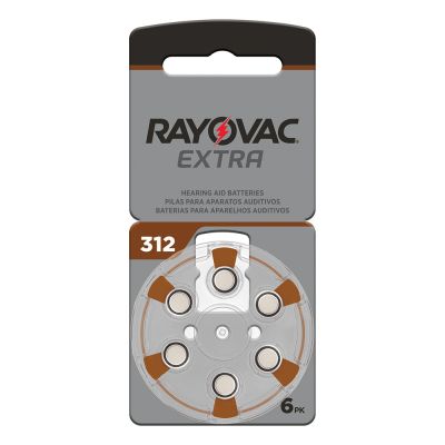 Rayovac Extra hearing aid batteries, size 312 on a card of six